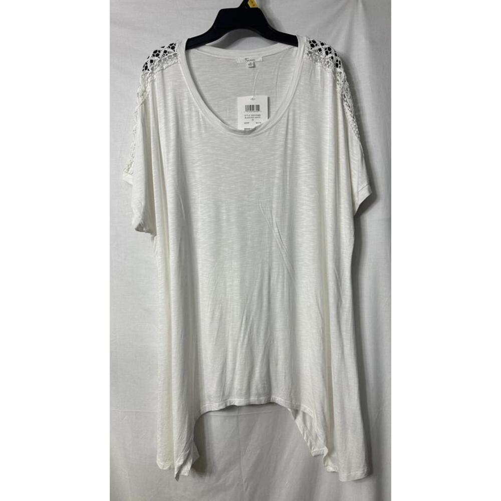 NWT 89th + Madison Womens Short Sleeve White Lace Pullover Top Shirt Plus 3X